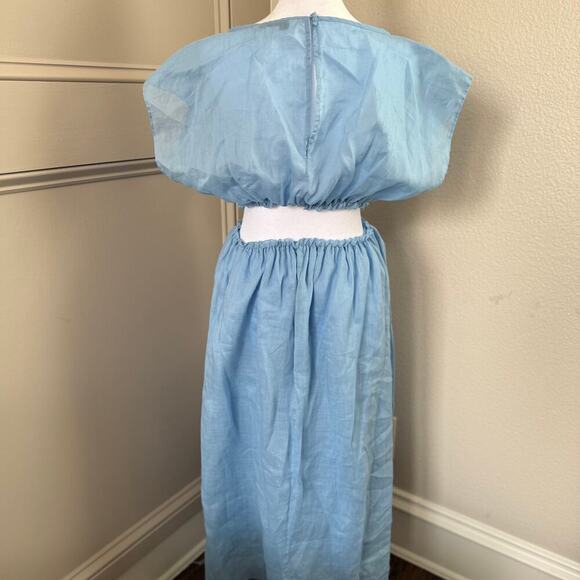 Rebecca Taylor Back Cutout Dress Azul Blue Size Small 100% ramie - Picture 5 of 8